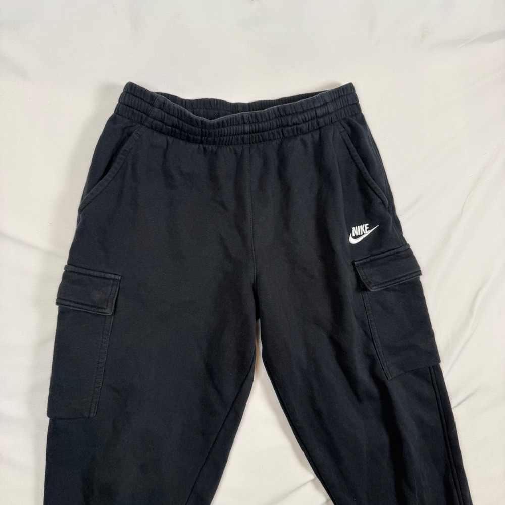 Nike Mens Black Fleece Cargo Jogger Sweatpants XL Tapered Activewear Pants
